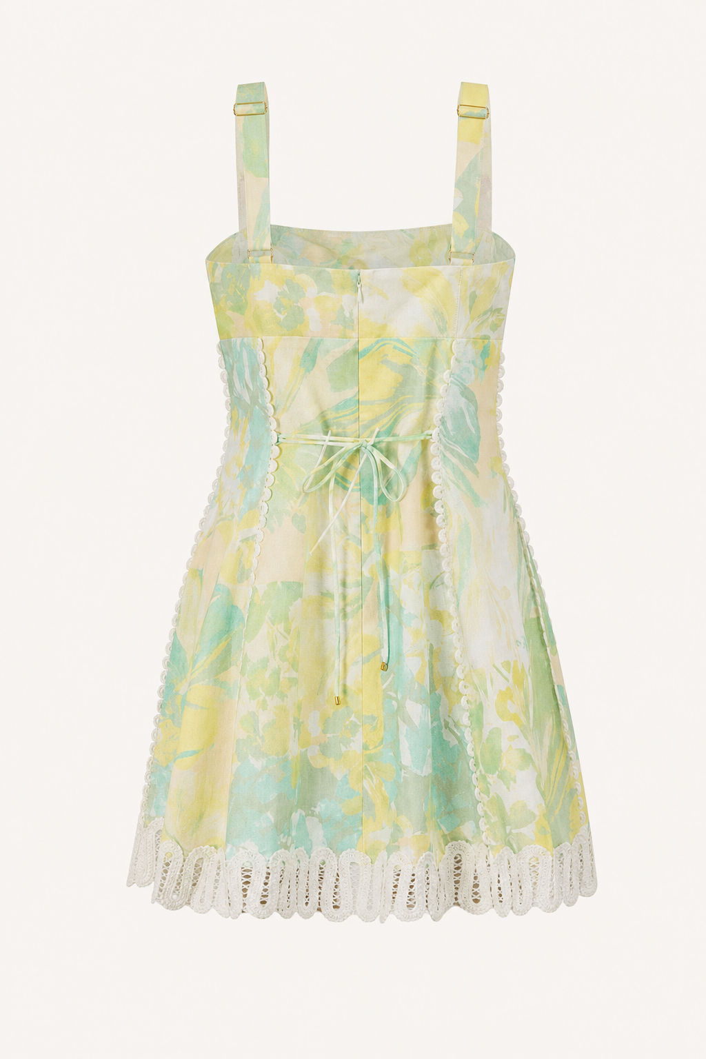 Lace-Up Back Linen Blend Mini Dress