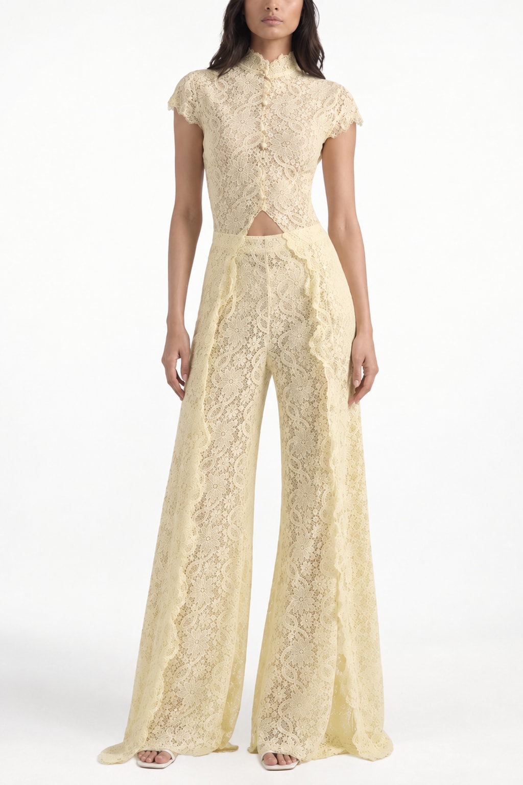 Viscose Pants Set Lace Long Coat Set - 8