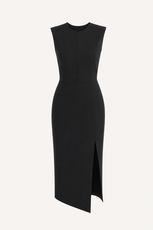 Sleeveless Midi Dress With Side Slit