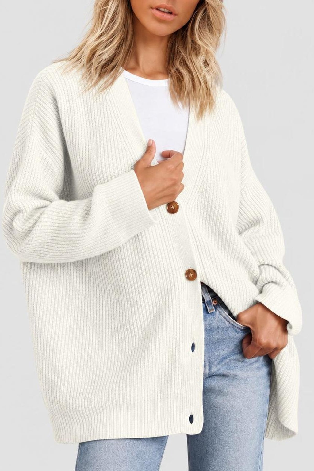 Striped Knit Cardigan With Button-Front Closure - 9