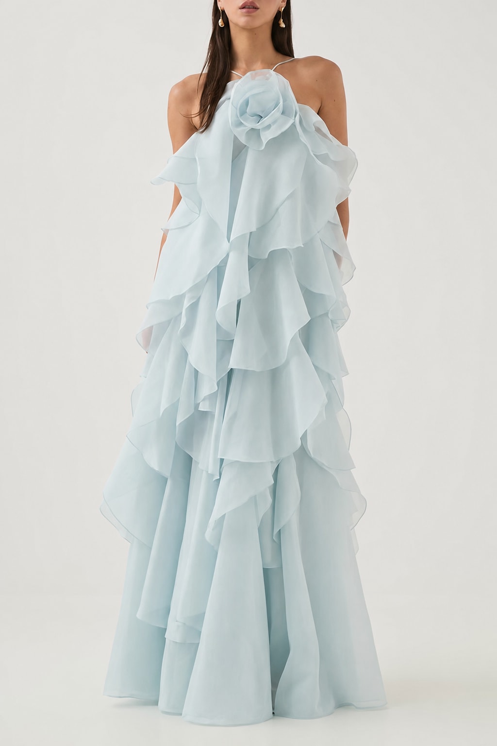 Effortless Halter Maxi Dress With Tiered Ruffle Hem - 4