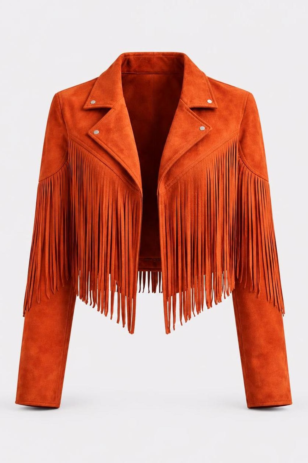 Faux Suede Fringe Cropped Jacket - 1