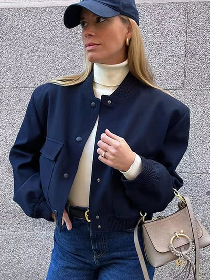 Cropped woven bomber jacket with rib-knit trim - view 3
