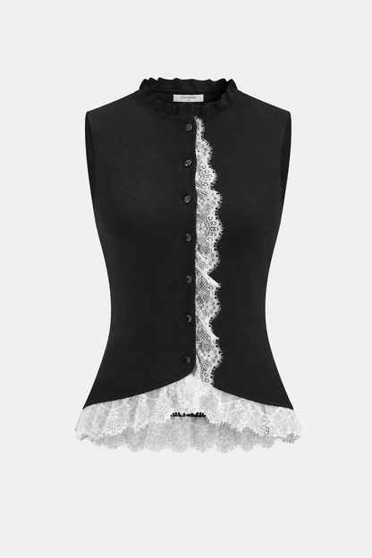 Lace Trim Knit Sweater Vest