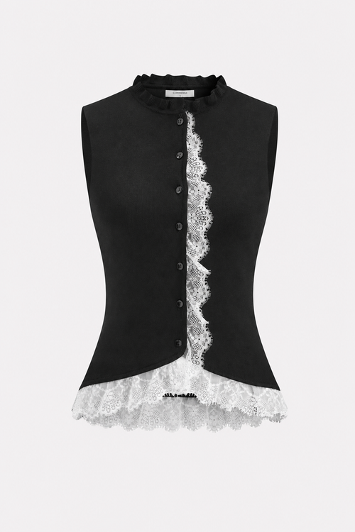 Lace Trim Knit Sweater Vest