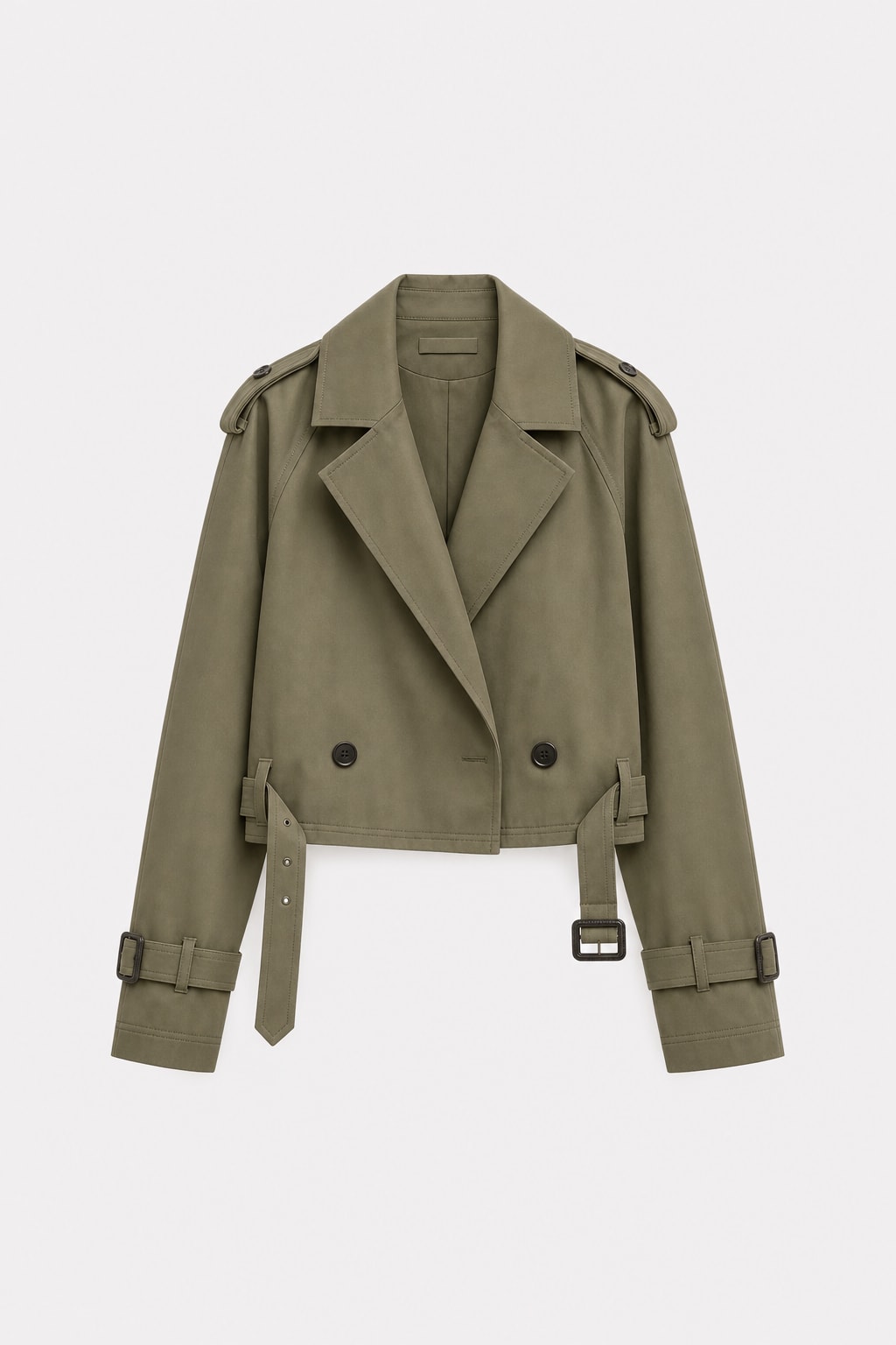 Belted Utility Trench Coat With Epaulette Shoulders - 1