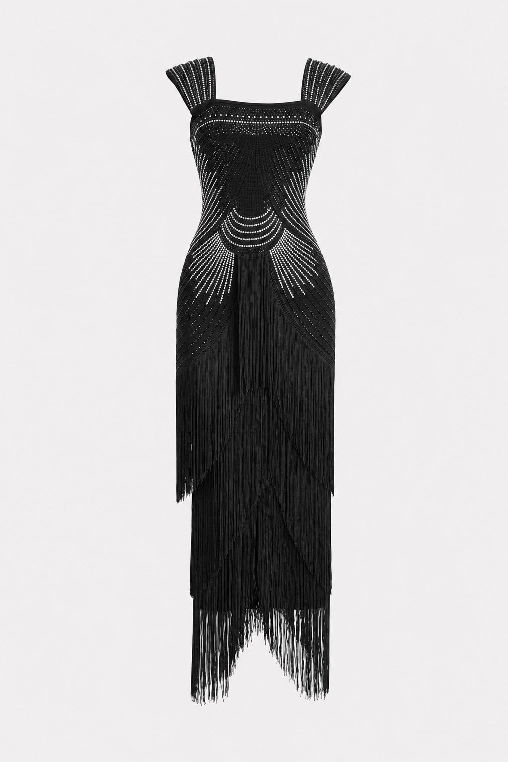 Bandage Maxi Dress With Rhinestone Fringe - 1