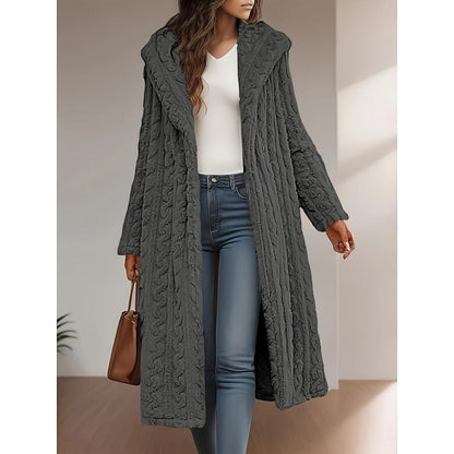 Hooded Longline Coat, Open Front - view 3