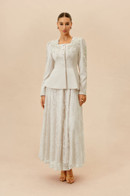 Pearl Peplum Jacket and Lace Maxi Dress Set - view 2