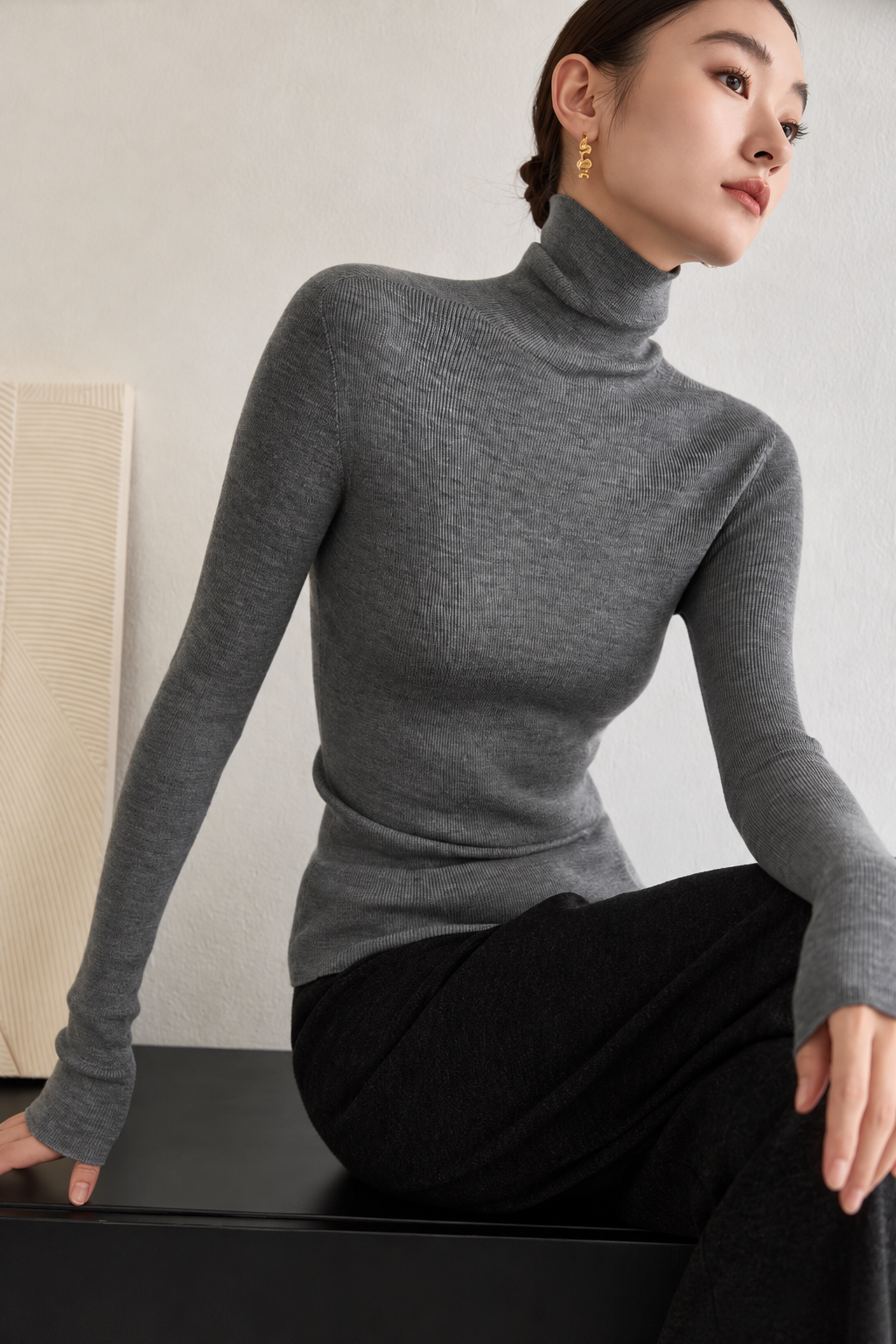 Acrylic Cotton Turtleneck Sweater Slim Fit - 7