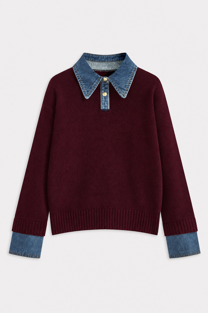Panel Lapel Relaxed Knit Sweater - view 7