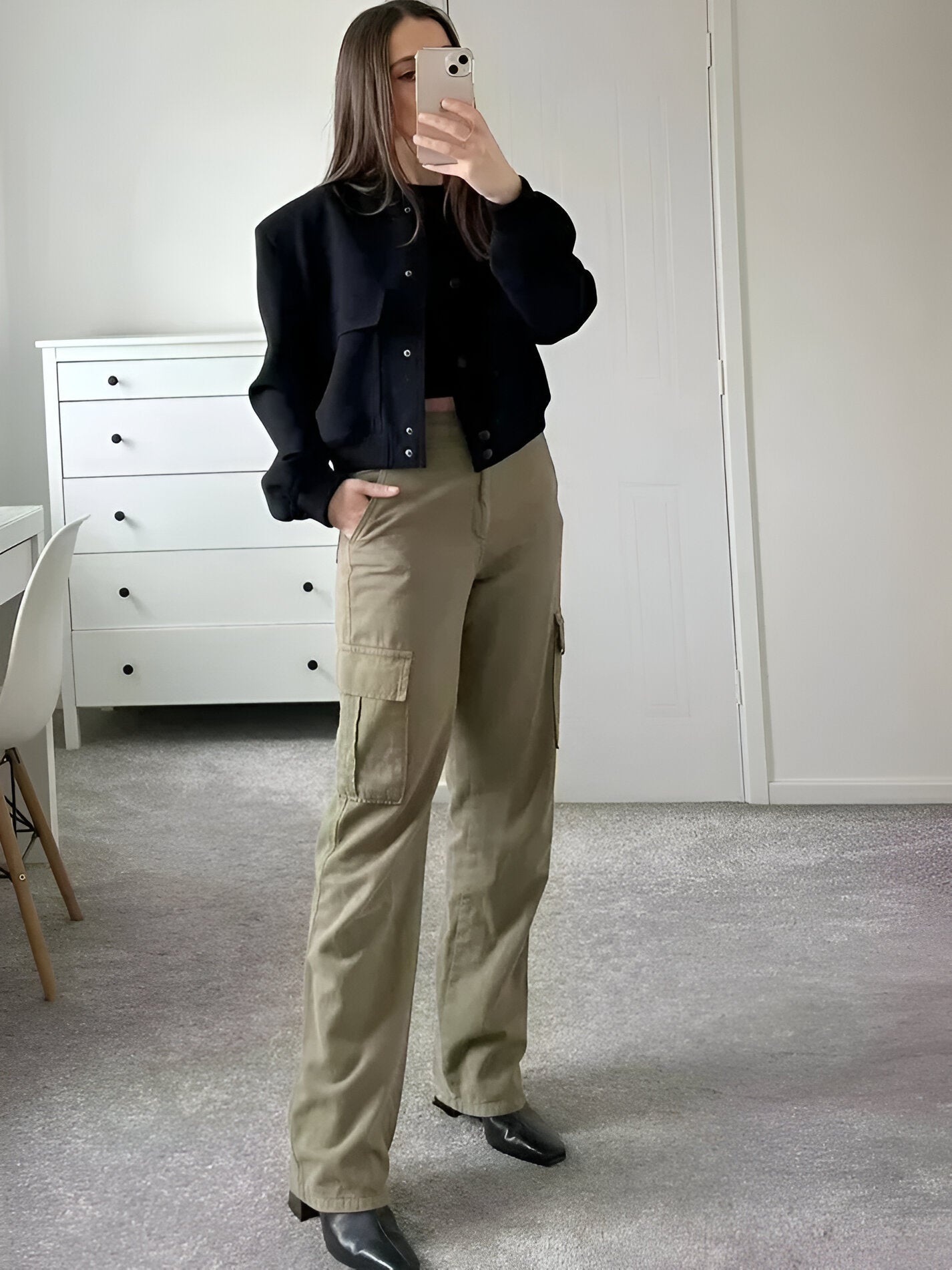 Cropped woven bomber jacket with rib-knit trim - view 5