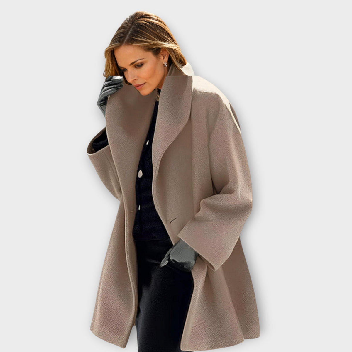 Belted oversized coat with tie-front cord - view 5