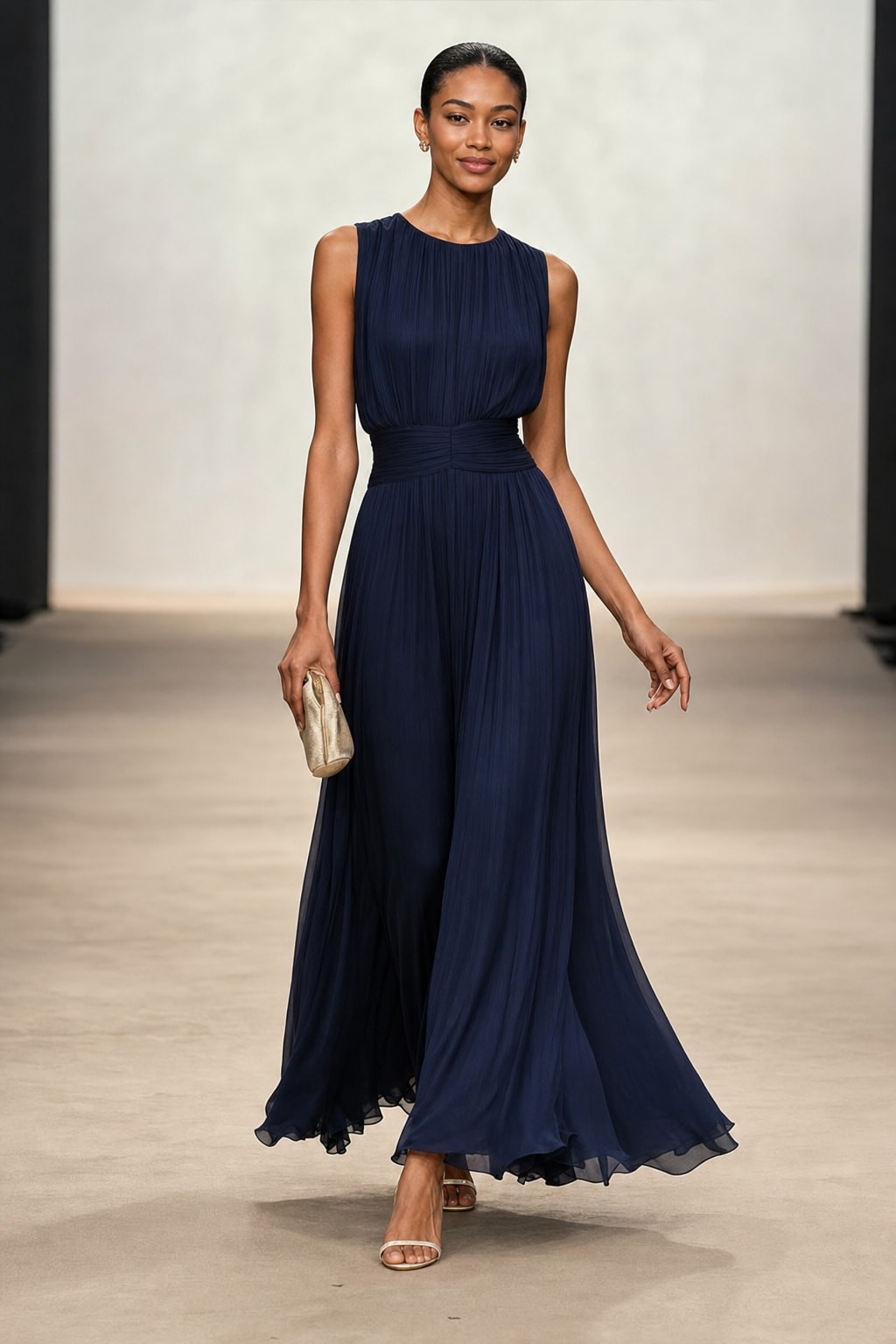Chiffon Maxi Dress With Ruched A-Line Silhouette - 4