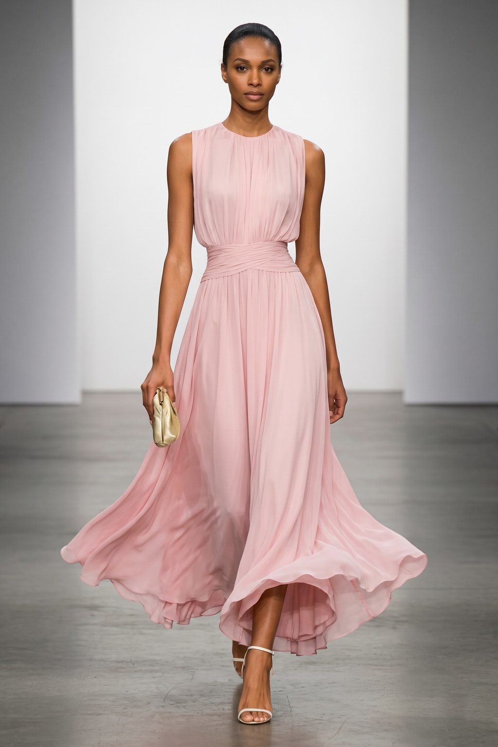 Chiffon Maxi Dress With Ruched A-Line Silhouette - 7