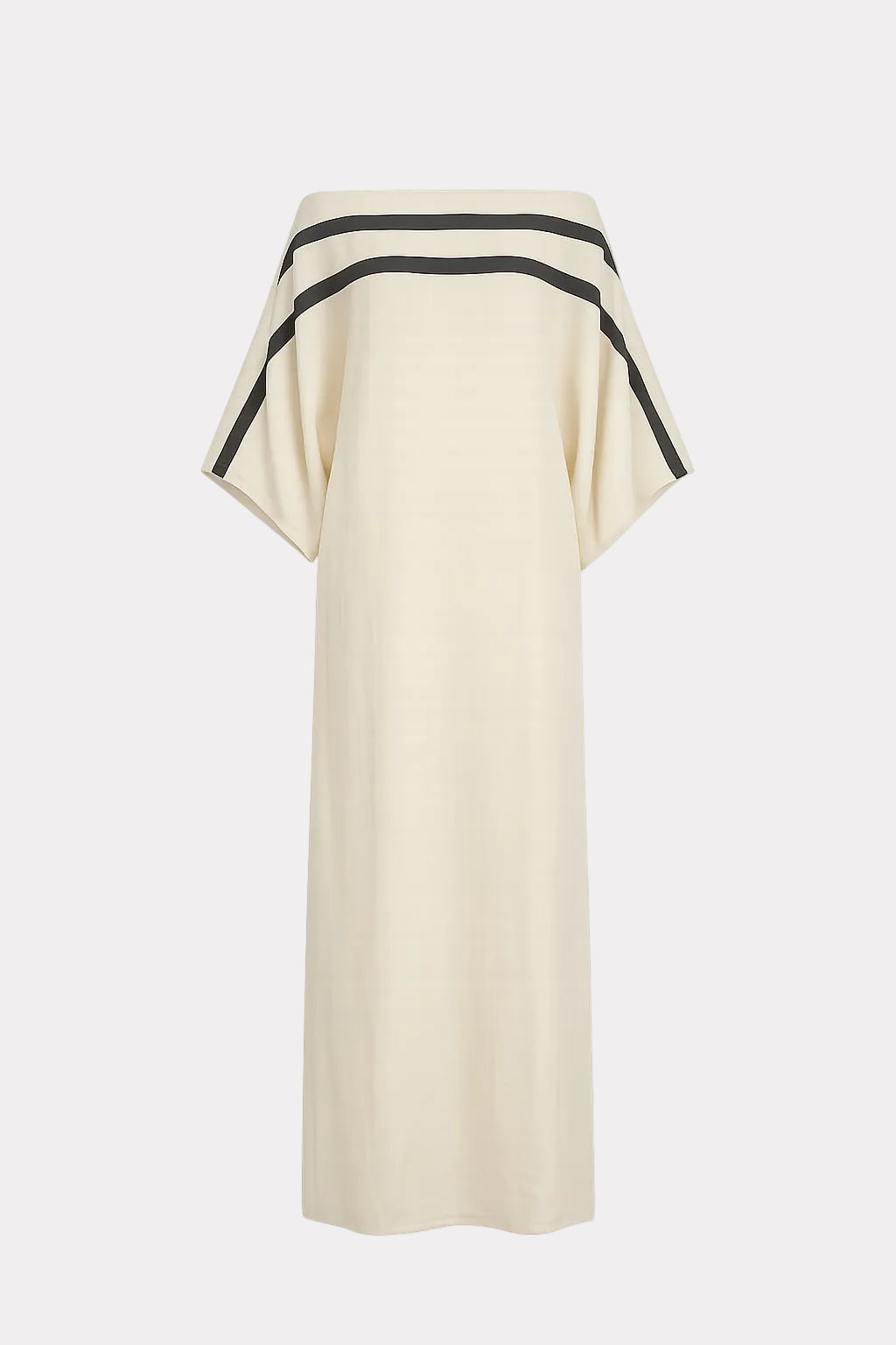 Linen Blend Maxi Dress with Off-Shoulder Batwing Sleeves - 1