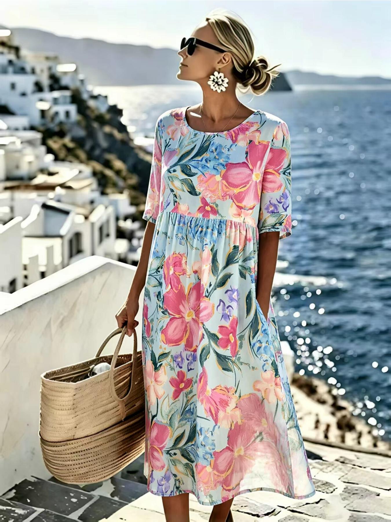 Cotton Blend Relaxed Midi Dress - view 2
