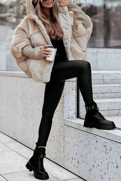 Faux Fur Trim Hooded Puffer Jacket - view 7