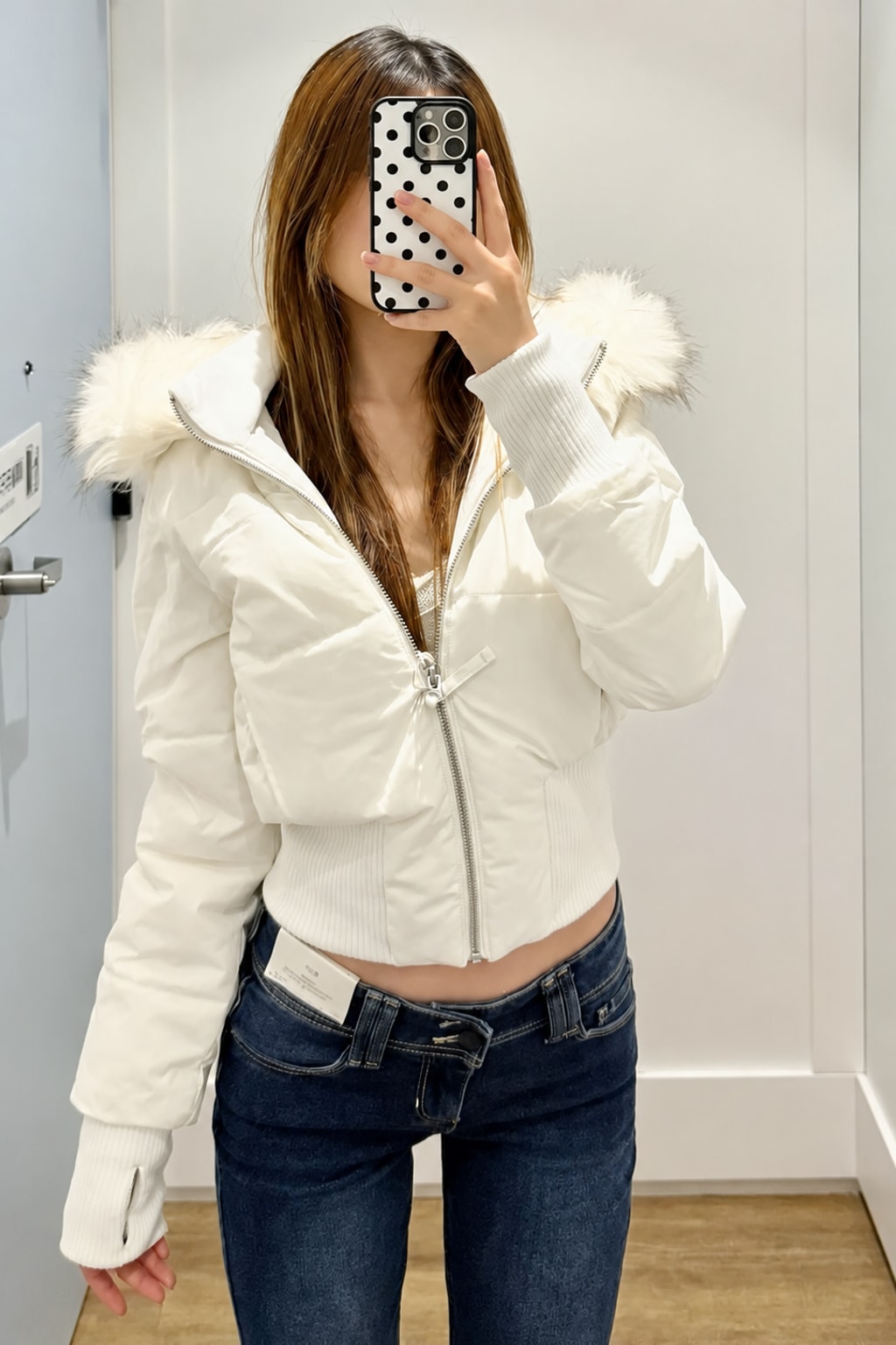 Cotton Jacket Fur Collar Hooded Winter Coat - 3