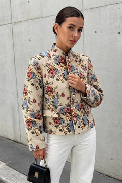 Polyester Floral Cropped Jacket - 2