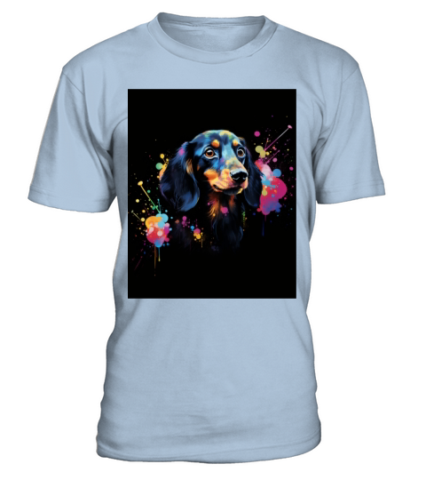 Color Explosion Dachshund Dog T-Shirt - Blue Sky