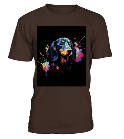Color Explosion Dachshund Dog T-Shirt - Dark Chocolate