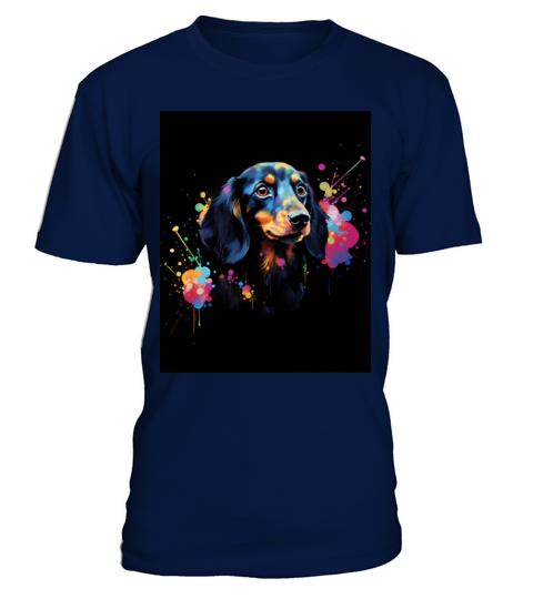 Color Explosion Dachshund Dog T-Shirt - Navy