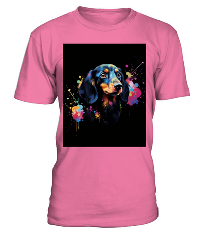 Color Explosion Dachshund Dog T-Shirt - Pink Azalea