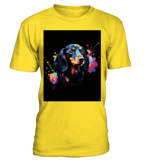 Color Explosion Dachshund Dog T-Shirt - Yellow