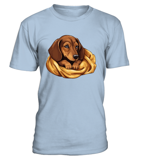 Cute Sleeping Dachshund Dog Official Sleeping T-Shirt - Blue Sky
