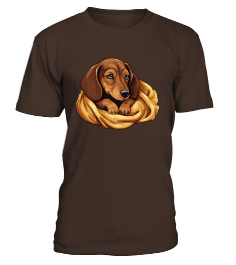 Cute Sleeping Dachshund Dog Official Sleeping T-Shirt - Dark Chocolate