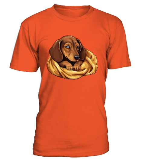 Cute Sleeping Dachshund Dog Official Sleeping T-Shirt - Orange
