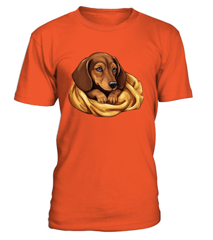 Cute Sleeping Dachshund Dog Official Sleeping T-Shirt - Orange