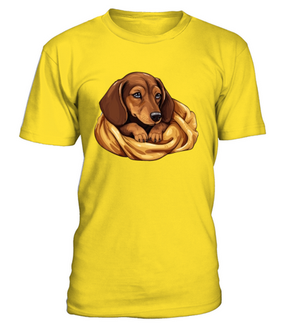 Cute Sleeping Dachshund Dog Official Sleeping T-Shirt - Yellow