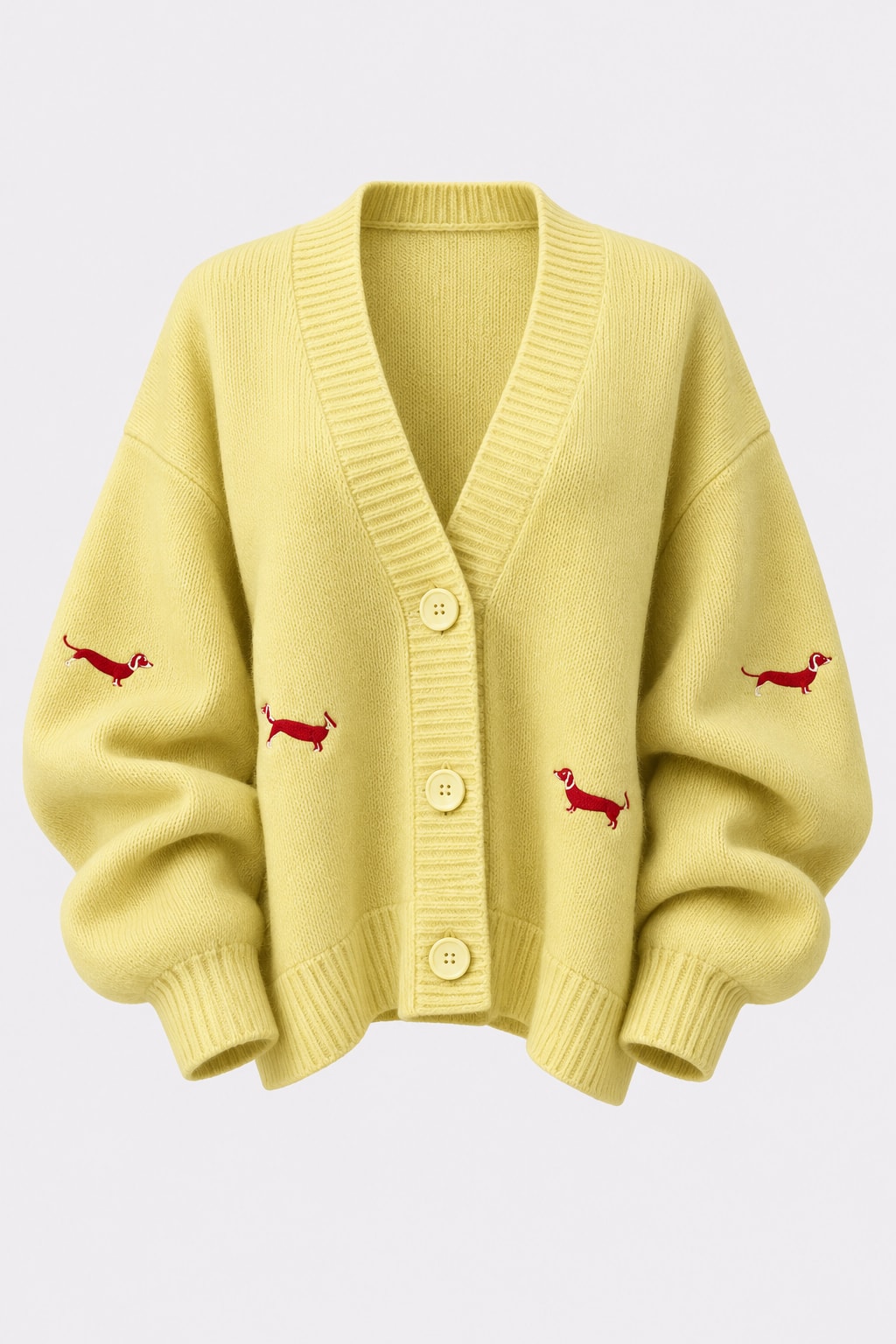 Knit Cardigan Embroidered V-Neck Sweater - 1