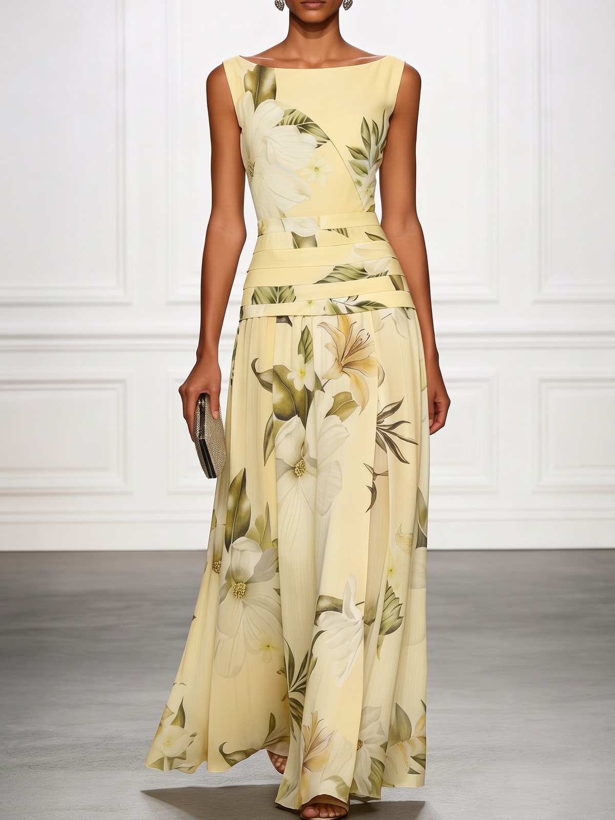A-Line Maxi Dress With Boat Neck - 5