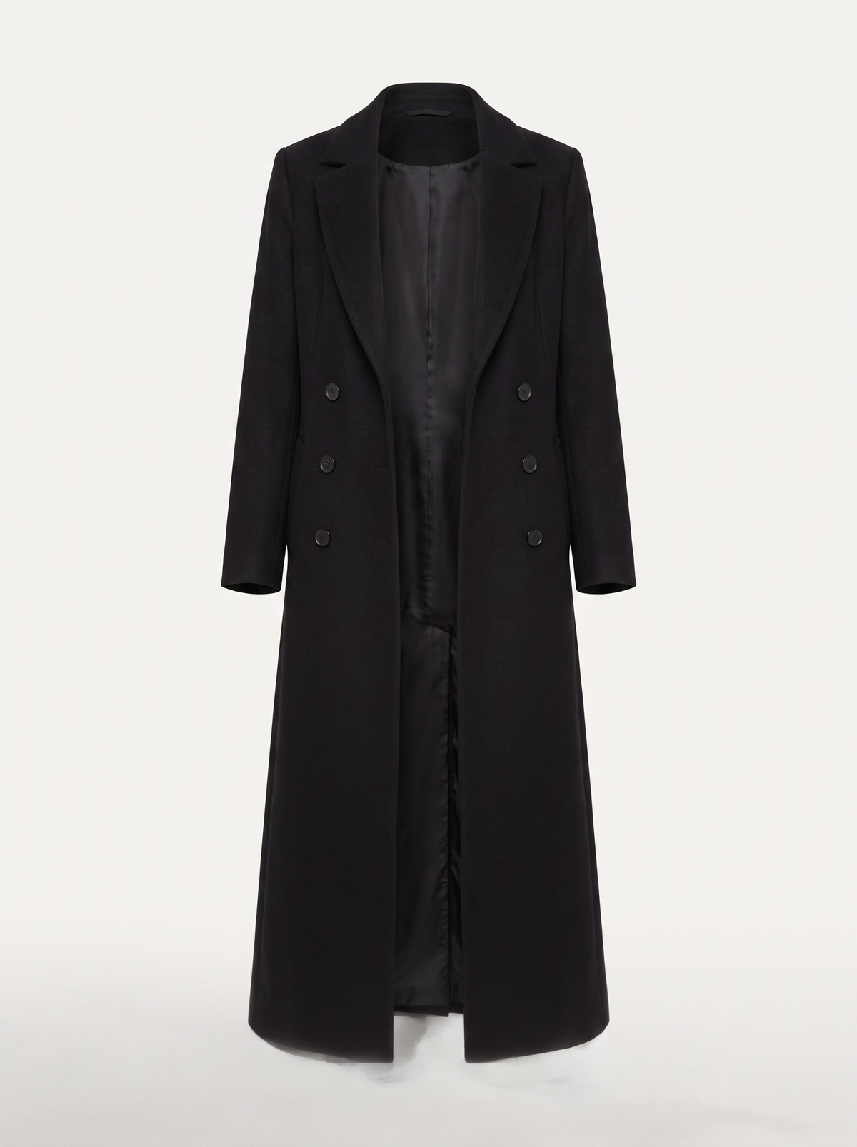 Wool blend long double breasted coat