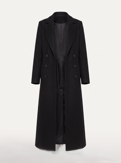 Wool blend long double breasted coat