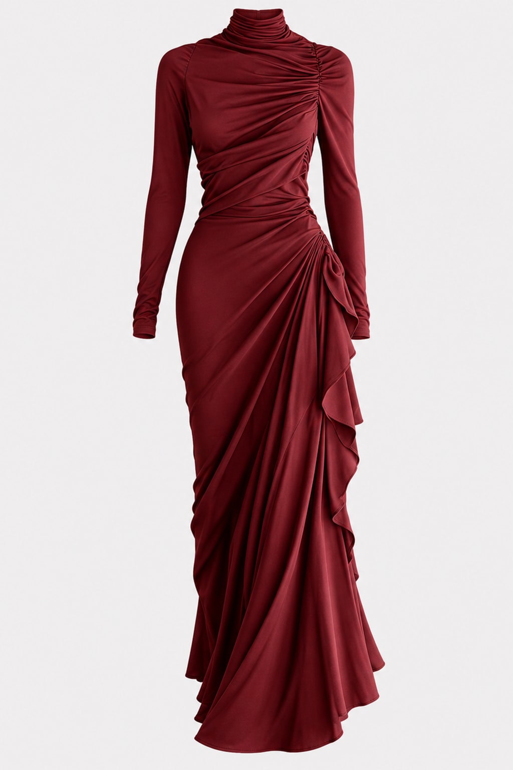 Synthetic Maxi Dress Elegant Draped Style - 1