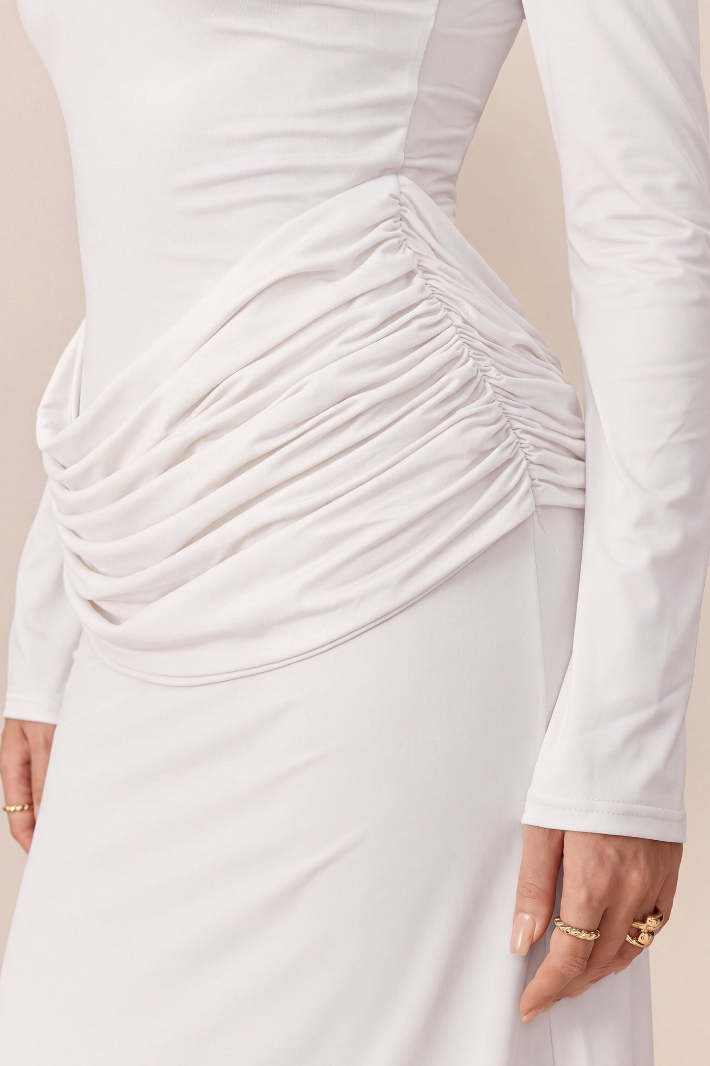Beaded Fringe Maxi Dress in White - view 5