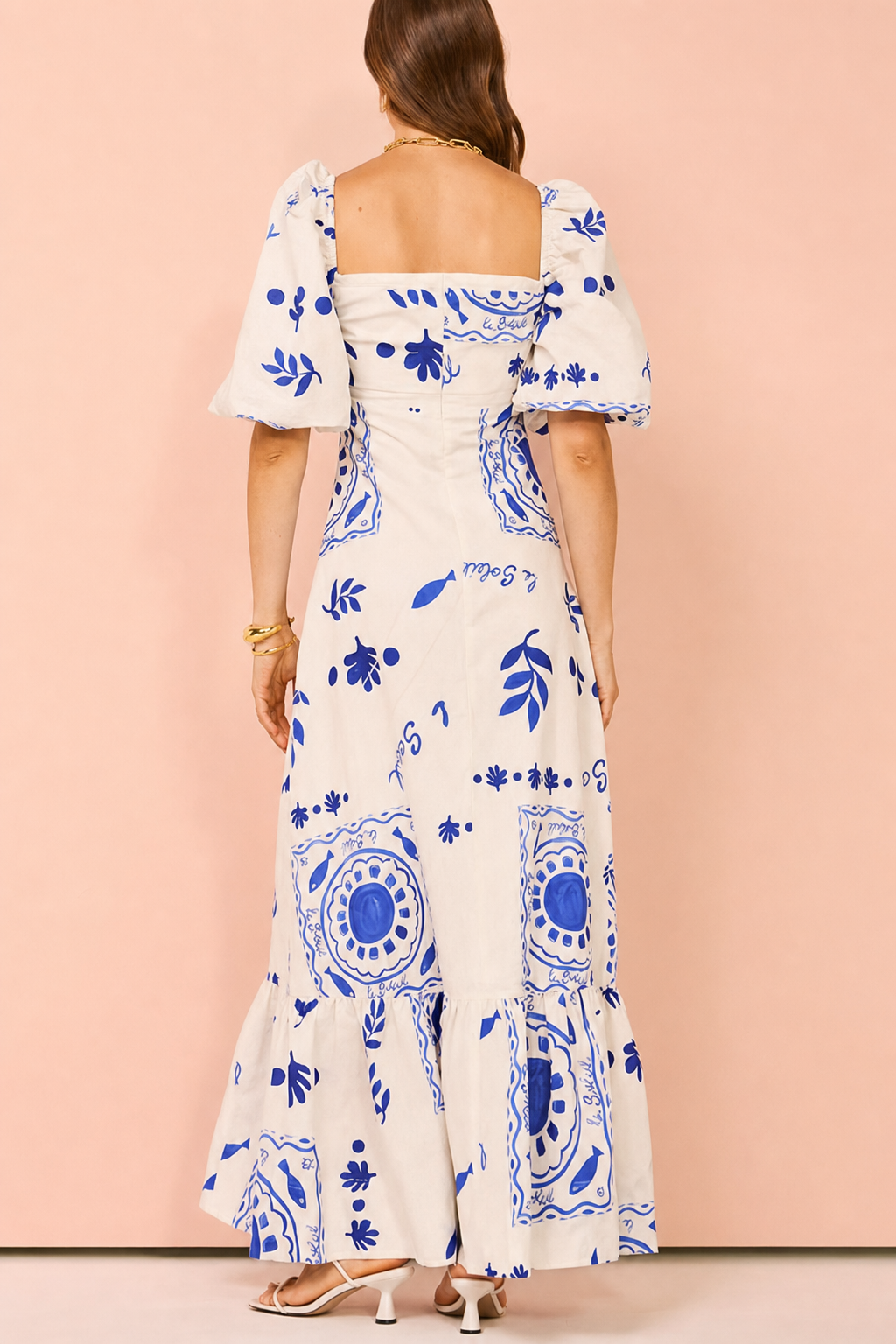 Square Neck Linen Blend Maxi Dress - view 5