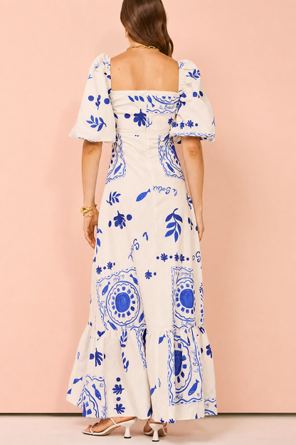 Square Neck Linen Blend Maxi Dress - view 5