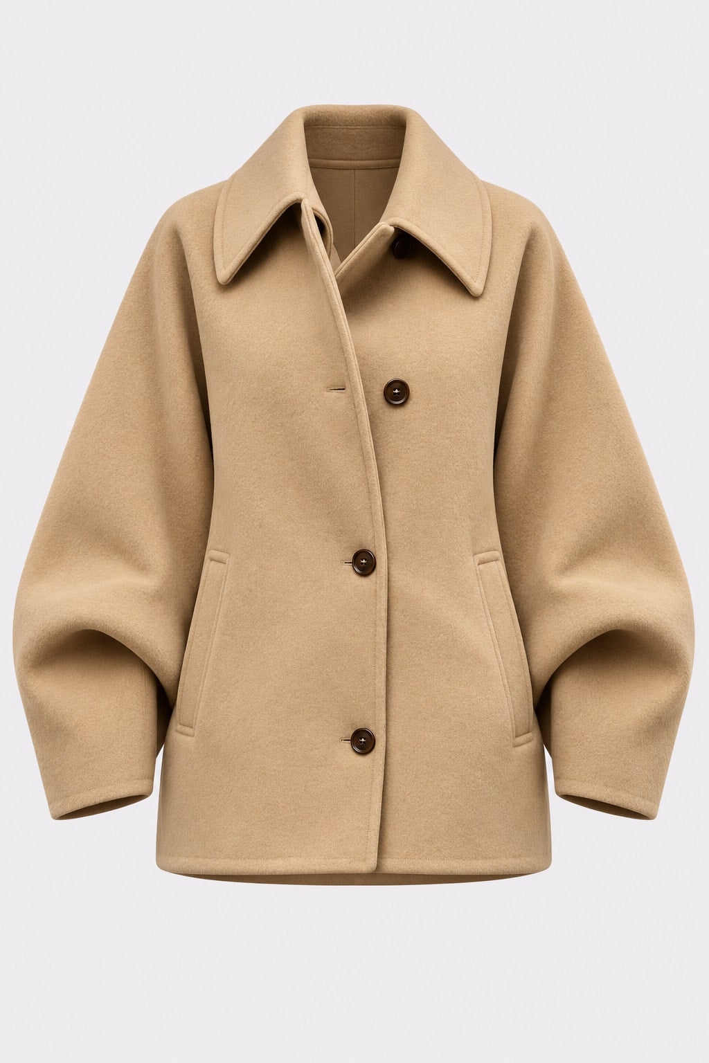 Wool Blend Jacket Cropped Batwing Sleeve - 7