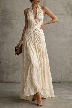 Polyester Sleeveless Beach Dress With Backless Tie Neck - 2