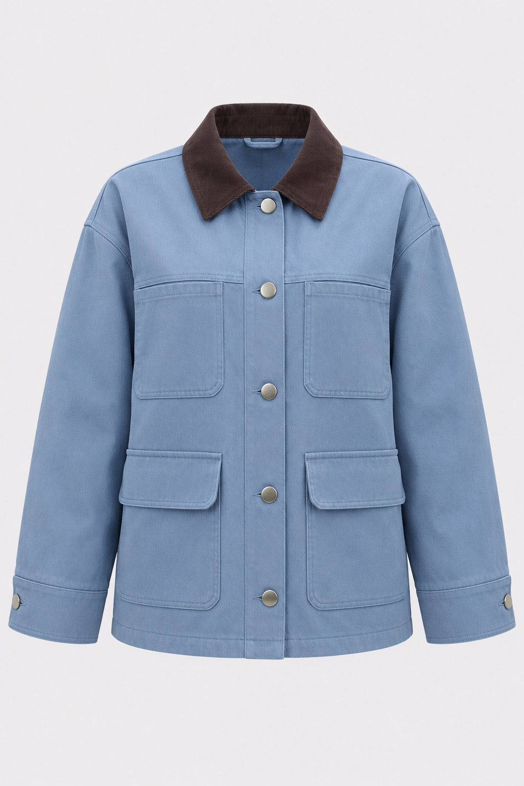 Cotton Blend Jacket Loose Fit Casual Blue - 1