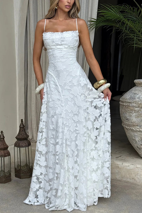 Floral Burnout Jersey Maxi Dress, Lace-Up Back - view 2