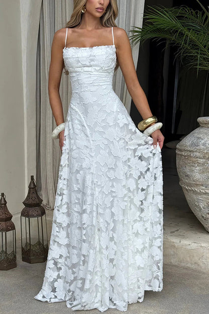 Floral Burnout Jersey Maxi Dress, Lace-Up Back - view 2