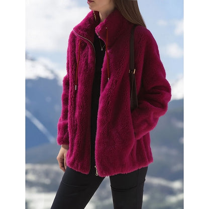 Full-Zip Fleece Coat with Stand Collar - view 3
