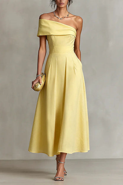 One-Shoulder Midi Dress With Pockets - view 2
