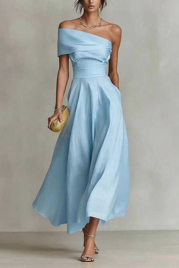One-Shoulder Midi Dress With Pockets - view 3